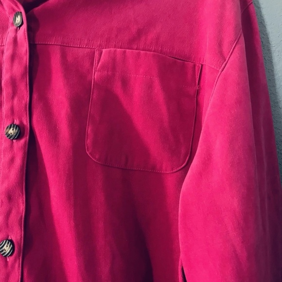 Sag Harbor Woman Faux Suede Blazer Women’s W20 Magenta Button Front Jacket - Picture 4 of 7